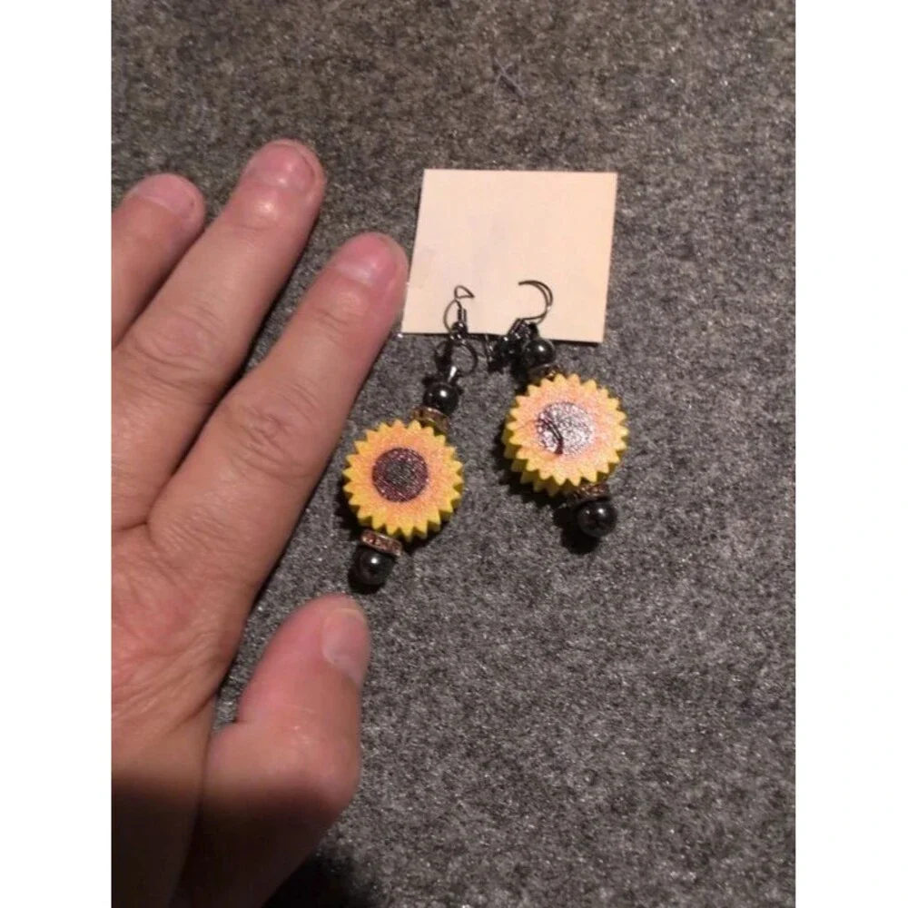 Handmade sunflower dangle